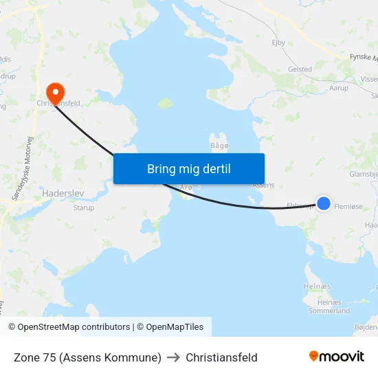 Zone 75 (Assens Kommune) to Christiansfeld map
