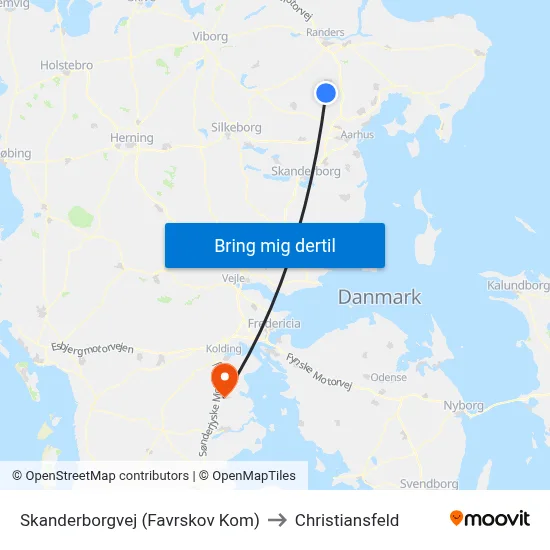 Skanderborgvej (Favrskov Kom) to Christiansfeld map