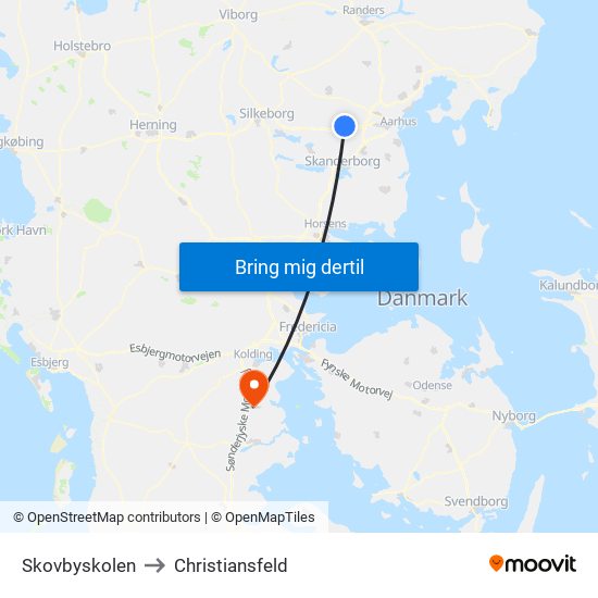 Skovbyskolen to Christiansfeld map