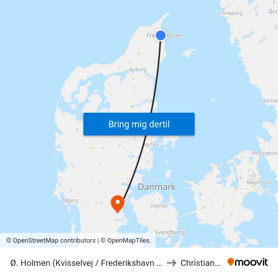 Ø. Holmen (Kvisselvej / Frederikshavn Kommune) to Christiansfeld map