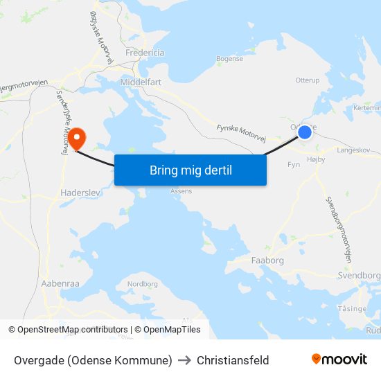 Overgade (Odense Kommune) to Christiansfeld map