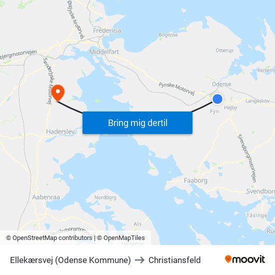 Ellekærsvej (Odense Kommune) to Christiansfeld map