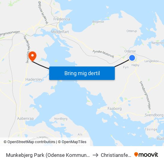 Munkebjerg Park (Odense Kommune) to Christiansfeld map