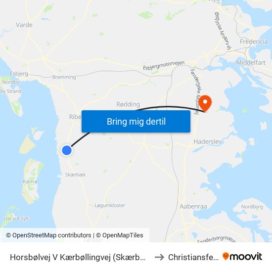 Horsbølvej V Kærbøllingvej (Skærbæk) to Christiansfeld map