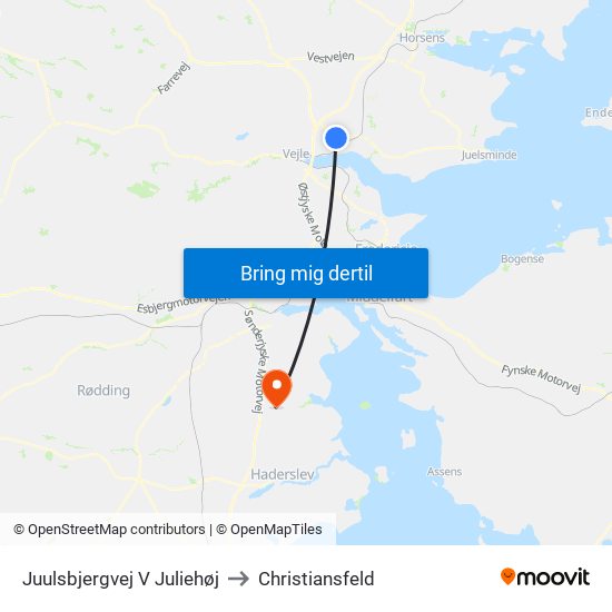 Juulsbjergvej V Juliehøj to Christiansfeld map