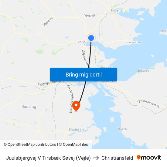 Juulsbjergvej V Tirsbæk Søvej (Vejle) to Christiansfeld map