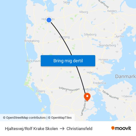 Hjaltesvej/Rolf Krake Skolen to Christiansfeld map