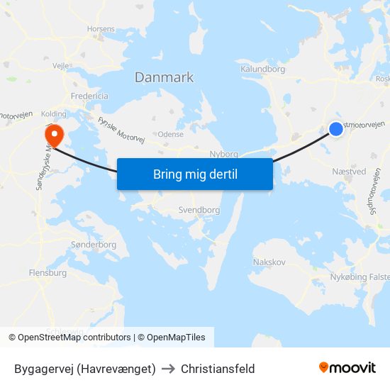 Bygagervej (Havrevænget) to Christiansfeld map