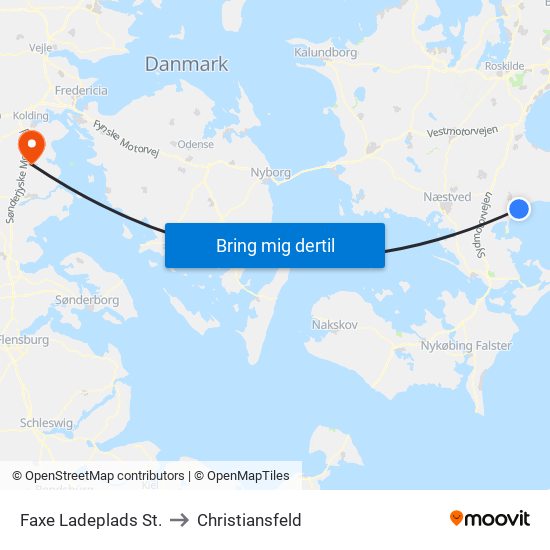 Faxe Ladeplads St. to Christiansfeld map