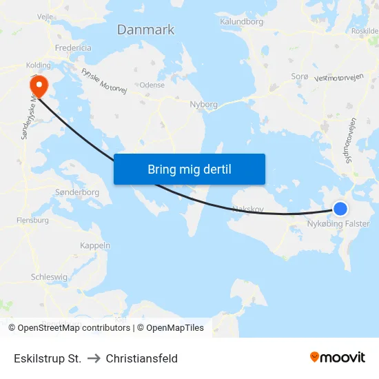 Eskilstrup St. to Christiansfeld map