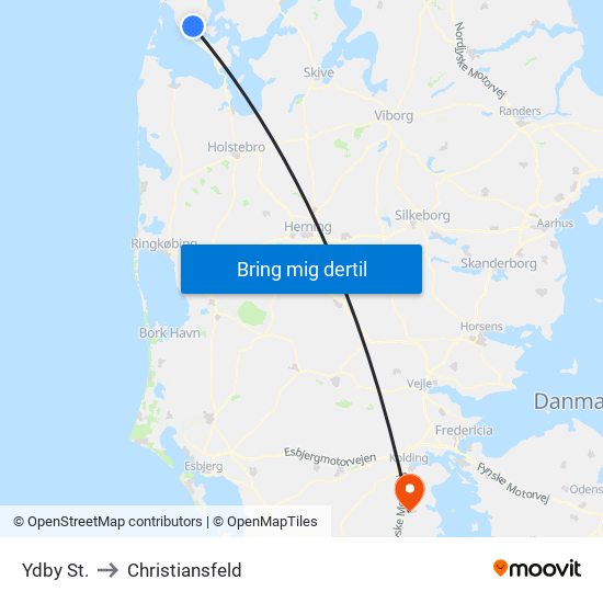 Ydby St. to Christiansfeld map