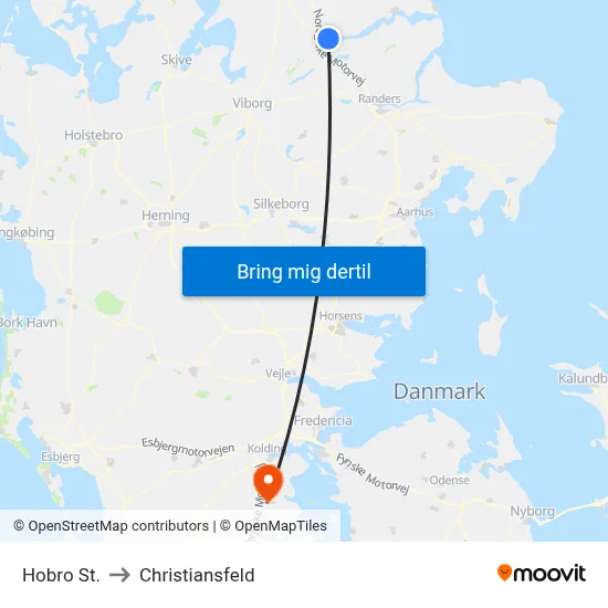 Hobro St. to Christiansfeld map