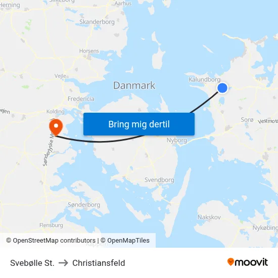 Svebølle St. to Christiansfeld map