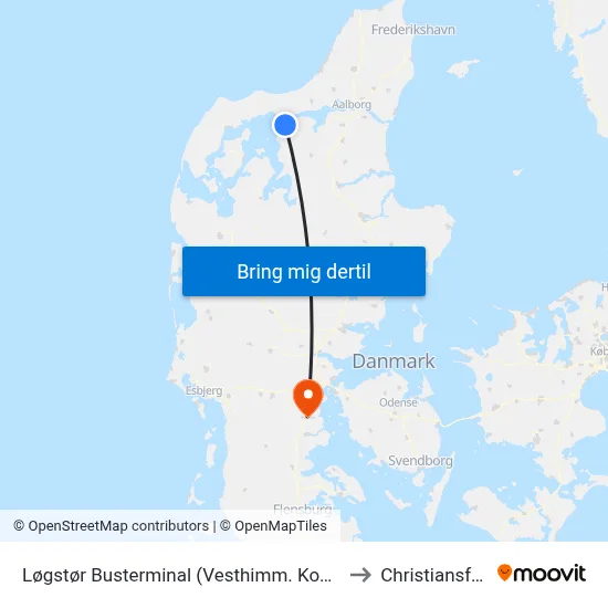 Løgstør Busterminal (Vesthimm. Komm.) to Christiansfeld map