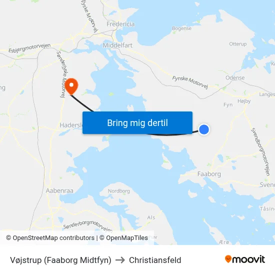 Vøjstrup (Faaborg Midtfyn) to Christiansfeld map