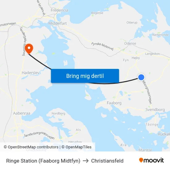 Ringe Station (Faaborg Midtfyn) to Christiansfeld map