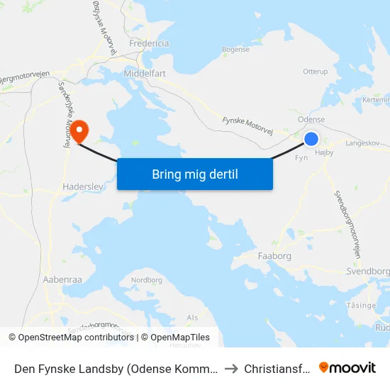 Den Fynske Landsby (Odense Kommune) to Christiansfeld map