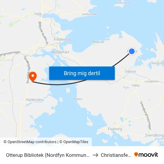 Otterup Bibliotek (Nordfyn Kommune) to Christiansfeld map