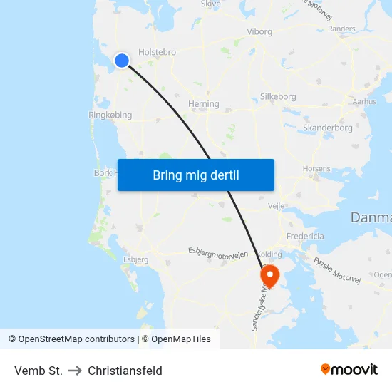 Vemb St. to Christiansfeld map