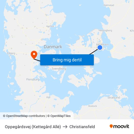 Oppegårdsvej (Kettegård Allé) to Christiansfeld map