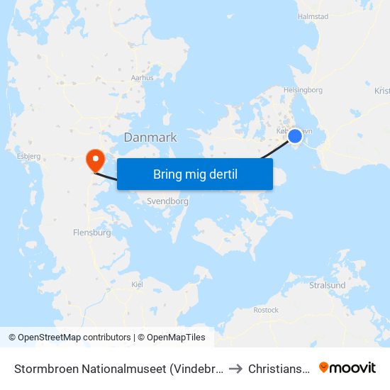 Stormbroen Nationalmuseet (Vindebrogade) to Christiansfeld map