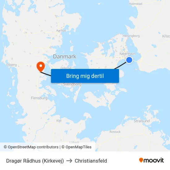 Dragør Rådhus (Kirkevej) to Christiansfeld map