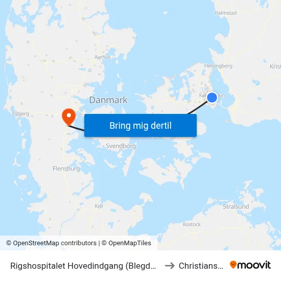 Rigshospitalet Hovedindgang (Blegdamsvej) to Christiansfeld map