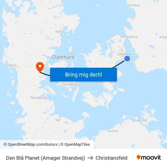 Den Blå Planet (Amager Strandvej) to Christiansfeld map