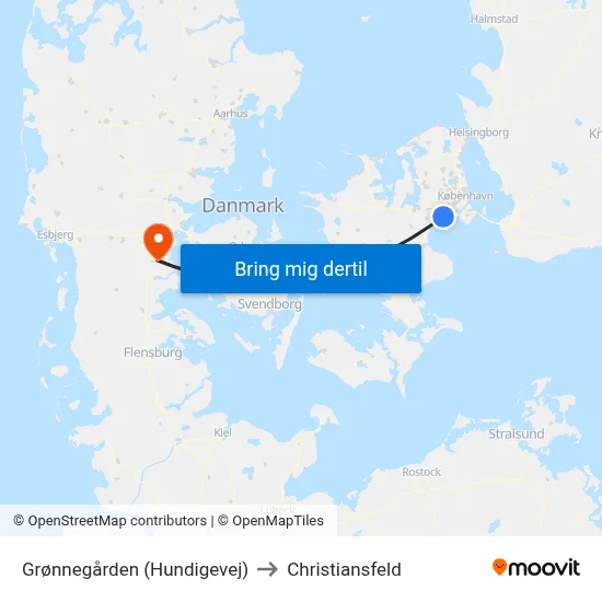Grønnegården (Hundigevej) to Christiansfeld map