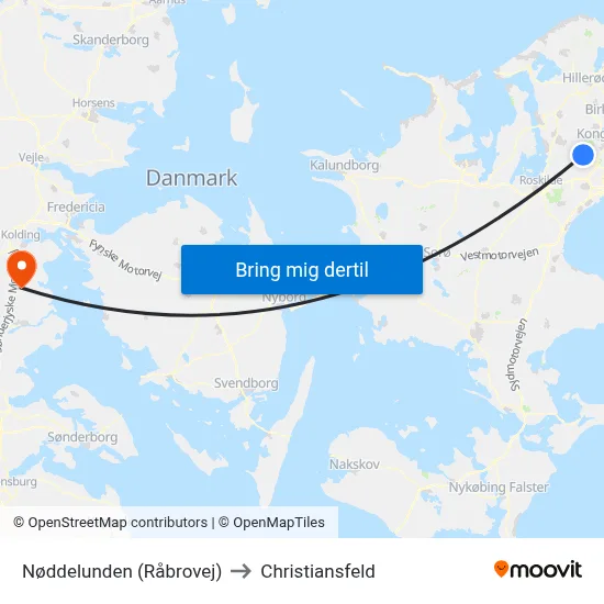 Nøddelunden (Råbrovej) to Christiansfeld map