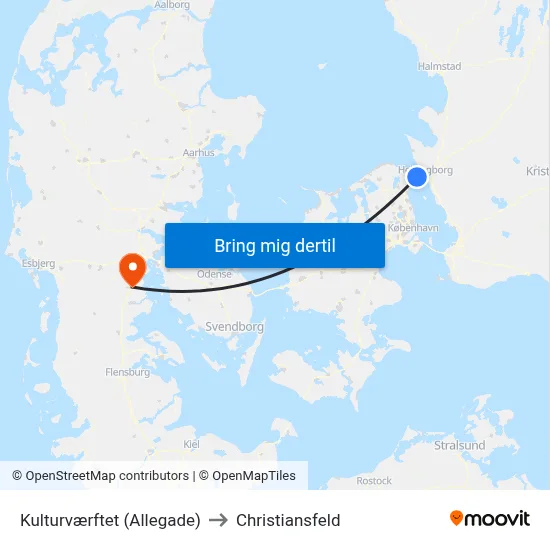 Kulturværftet (Allegade) to Christiansfeld map
