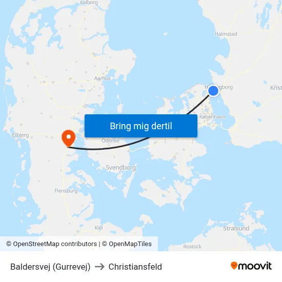 Baldersvej (Gurrevej) to Christiansfeld map