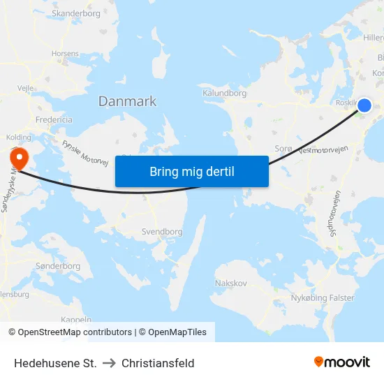 Hedehusene St. to Christiansfeld map