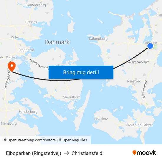 Ejboparken (Ringstedvej) to Christiansfeld map