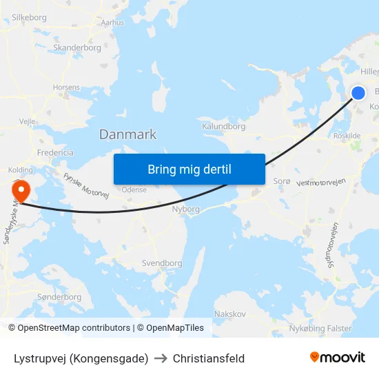 Lystrupvej (Kongensgade) to Christiansfeld map