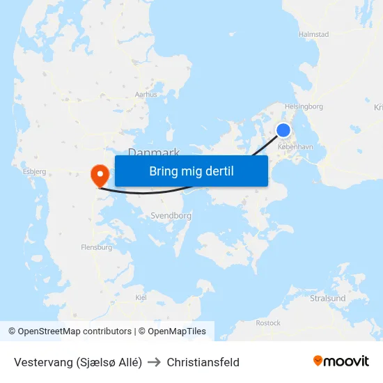 Vestervang (Sjælsø Allé) to Christiansfeld map
