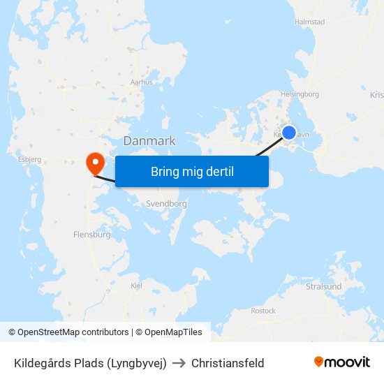 Kildegårds Plads (Lyngbyvej) to Christiansfeld map