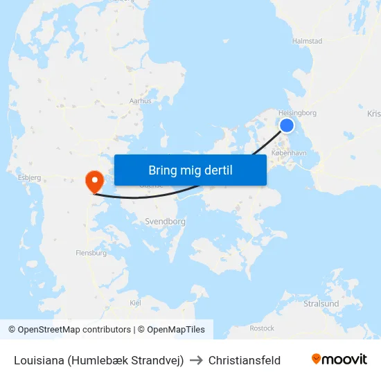 Louisiana (Humlebæk Strandvej) to Christiansfeld map