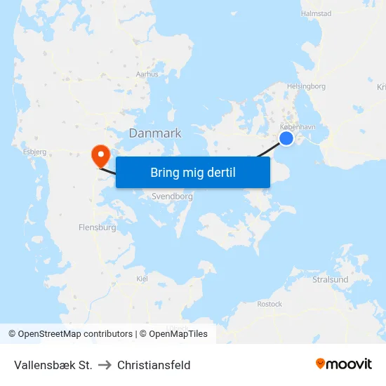 Vallensbæk St. to Christiansfeld map