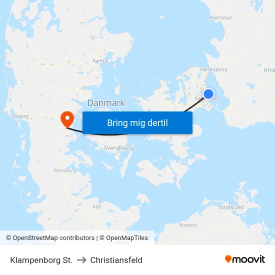 Klampenborg St. to Christiansfeld map