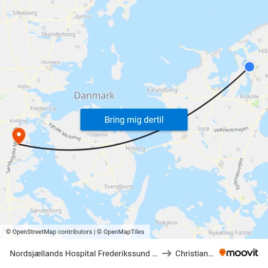 Nordsjællands Hospital Frederikssund (Hospitalvej) to Christiansfeld map