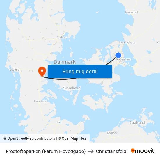 Fredtofteparken (Farum Hovedgade) to Christiansfeld map