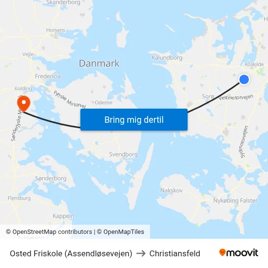 Osted Friskole (Assendløsevejen) to Christiansfeld map