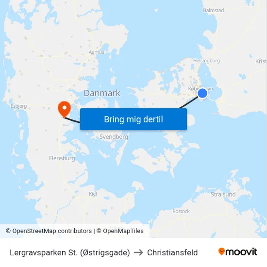 Lergravsparken St. (Østrigsgade) to Christiansfeld map