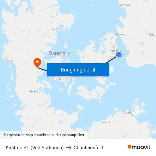 Kastrup St. (Ved Stationen) to Christiansfeld map