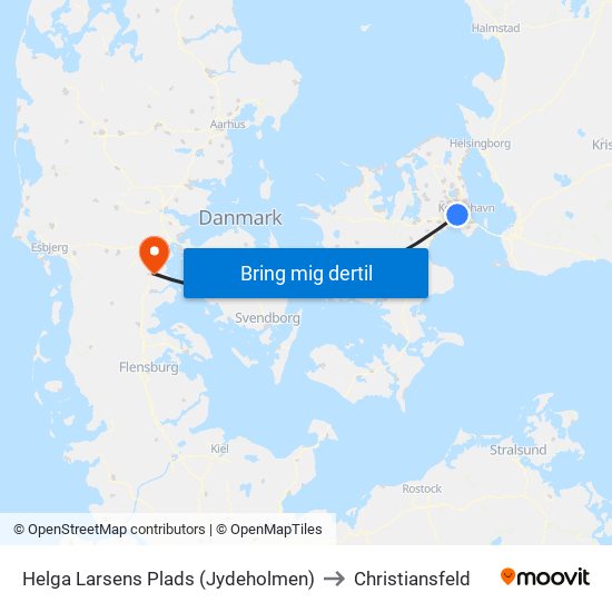 Helga Larsens Plads (Jydeholmen) to Christiansfeld map