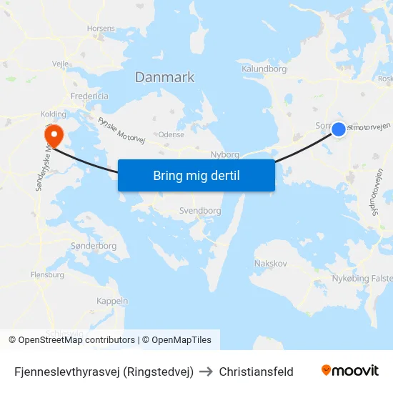 Fjenneslevthyrasvej (Ringstedvej) to Christiansfeld map