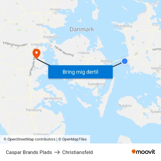 Caspar Brands Plads to Christiansfeld map