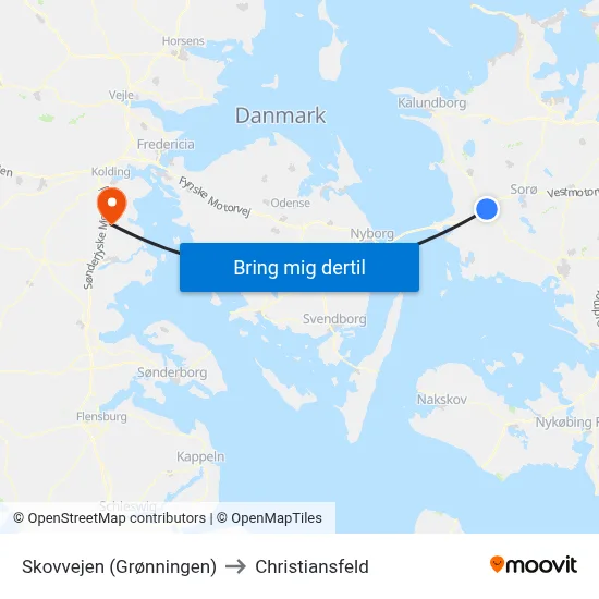 Skovvejen (Grønningen) to Christiansfeld map