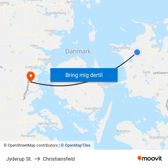 Jyderup St. to Christiansfeld map